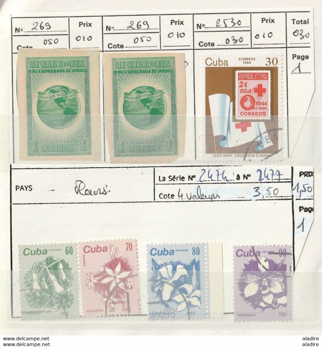 CUBA - 153 timbres différents sur carnet à choix - 6 euros - Series - nombreux thèmes - various themes - 9 scans