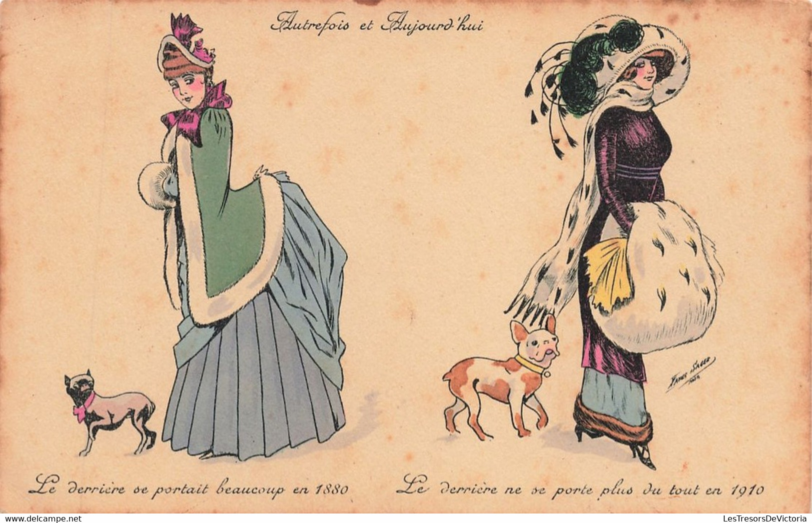 CPA - Illustrateur - Autrefois Et Aujourd'Hui - Le Derrière Se Portait Beaucoup En 1810 - Edit. K.F. - Sager, Xavier