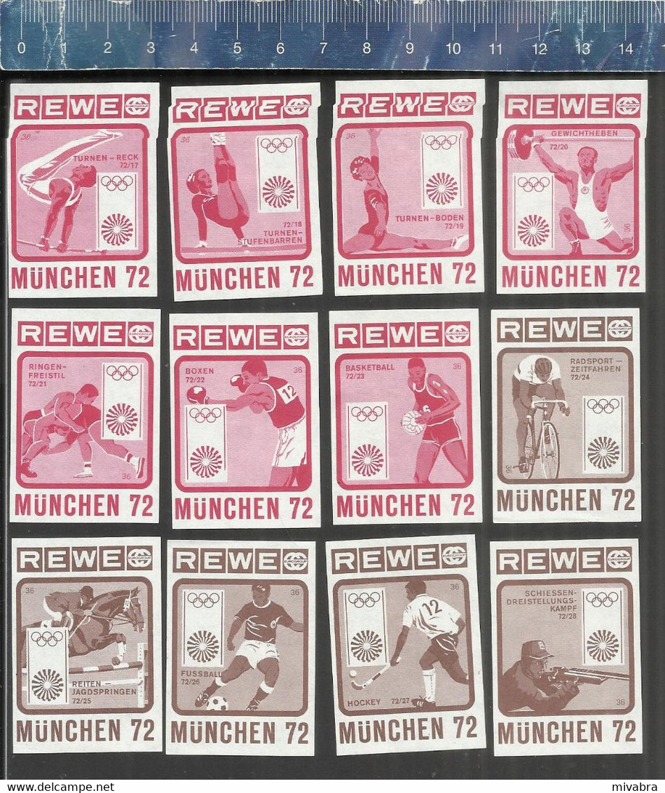 REWE OLYMPIC GAMES MÜNCHEN 1972 - SPORT ATHLETICS ESCRIME HOCKEY WRESTLING BAKETBALL WATER POLO Matchbox Labels Germany - Zündholzschachteletiketten