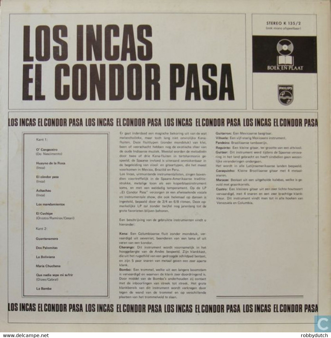 * LP * LOS INCAS - EL CONDOR PASA (Holland 1970 EX-) - Wereldmuziek