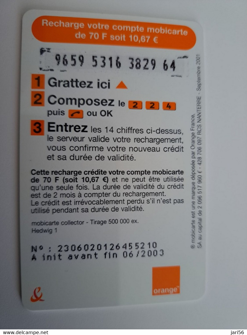 FRANCE/FRANKRIJK   ORANGE 70 UNITS HEDWIG - LA MOBICARTE /RECHARGE    PREPAID  USED    ** 12023** - Voorafbetaalde Kaarten: Gsm