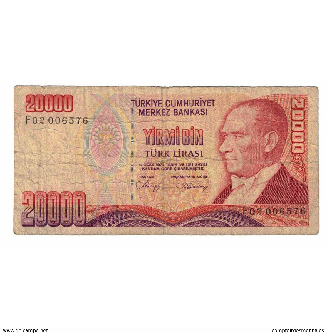 Billet, Turquie, 20,000 Lira, 1988-1993, KM:201, B - Turquie