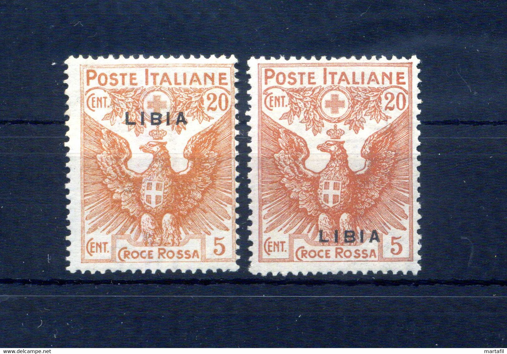 1915-16 LIBIA N.16 + 16ac (soprastampa Più Sottile Spostata In Basso) * - Libyen