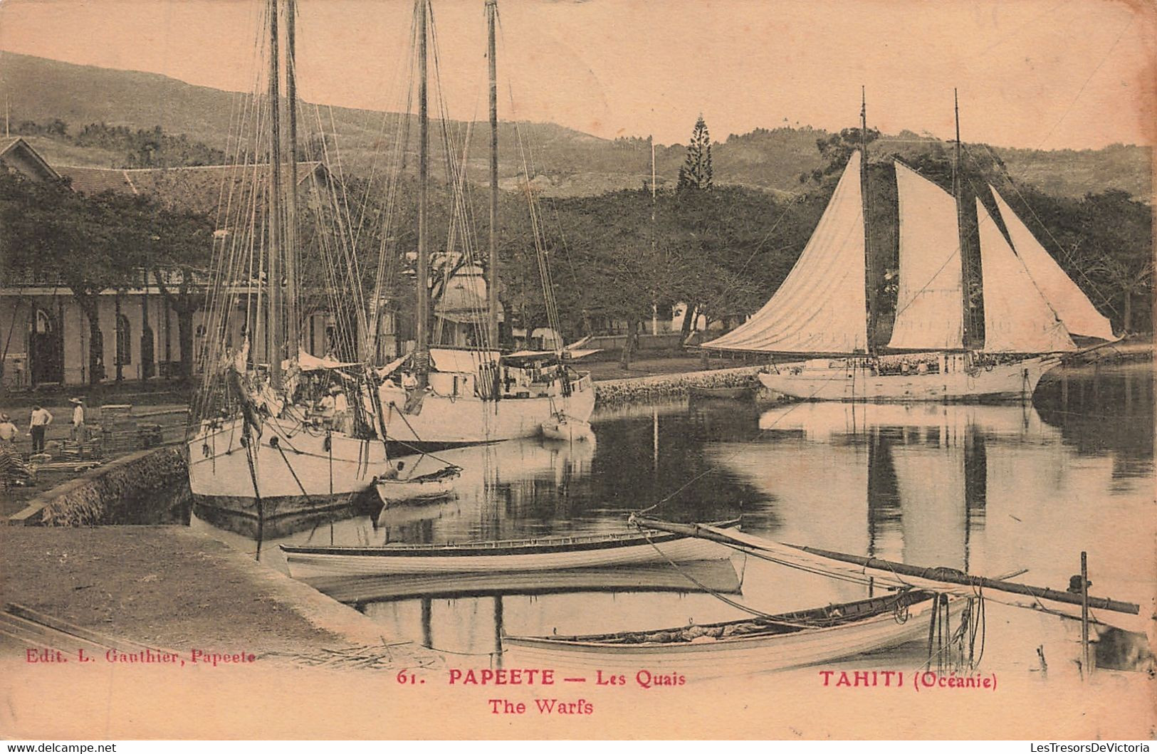 CPA - Tahiti - Papeete - Les Quais - The Warfs - Edit. L.Gauthier - Bateau - Barque - Animé - Oblitéré Papeete - Tahiti