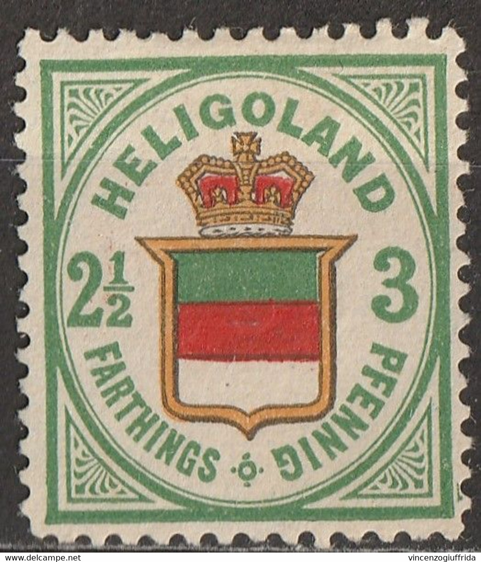 Heligoland 1876  Stemma Tricolore Al Centro  2½/3F/Pfg Multicolore -Unificato N.16 MH* - Héligoland