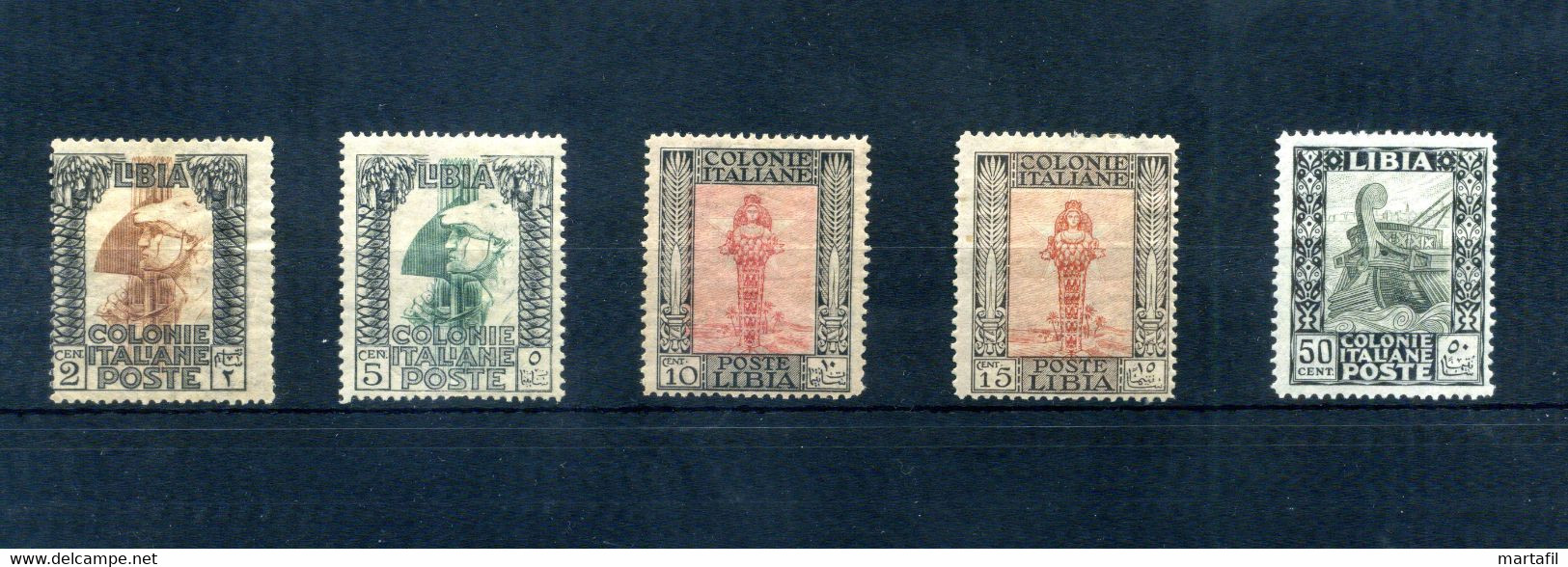 1921 LIBIA Pittorica, Con Filigrana Corona Coricata, N. 22/25+28 * - Libya