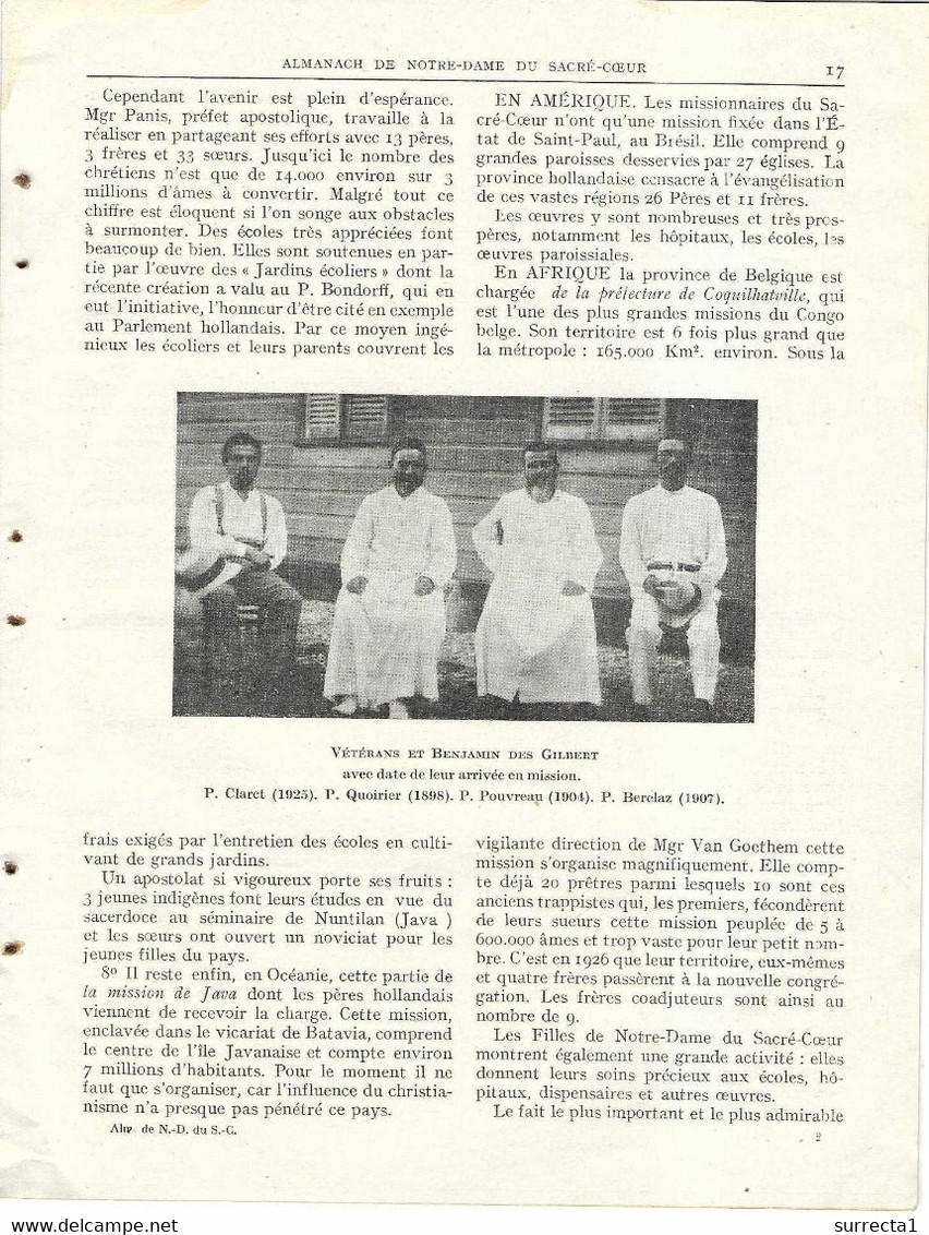 1928 Almanach ND Sacré-Coeur / Religion / 37 Issoudun / Reportage 7 Pages Iles Gilbert (Kiribati) Colonies Britanniques - Royaume-Uni