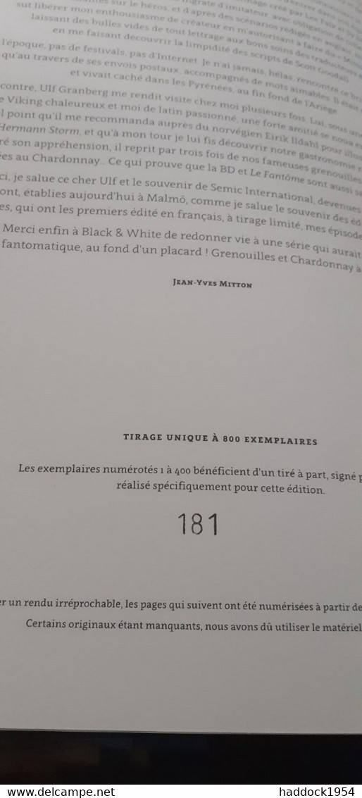 Le Fantôme Intégrale JEAN-YVES MITTON GOODALL WORKER AVENELL MOBERG éditions Black Et White 2022 - First Copies