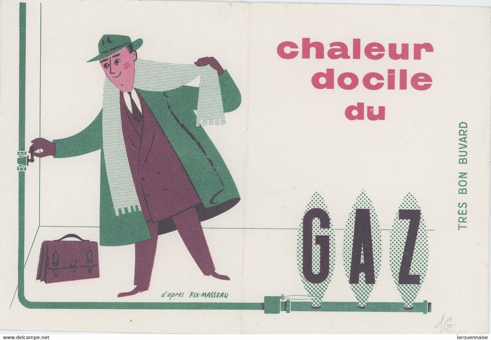 BUVARD - CHALEUR DOCILE DU GAZ - D'APRES FIX-MASSEAU - Electricité & Gaz