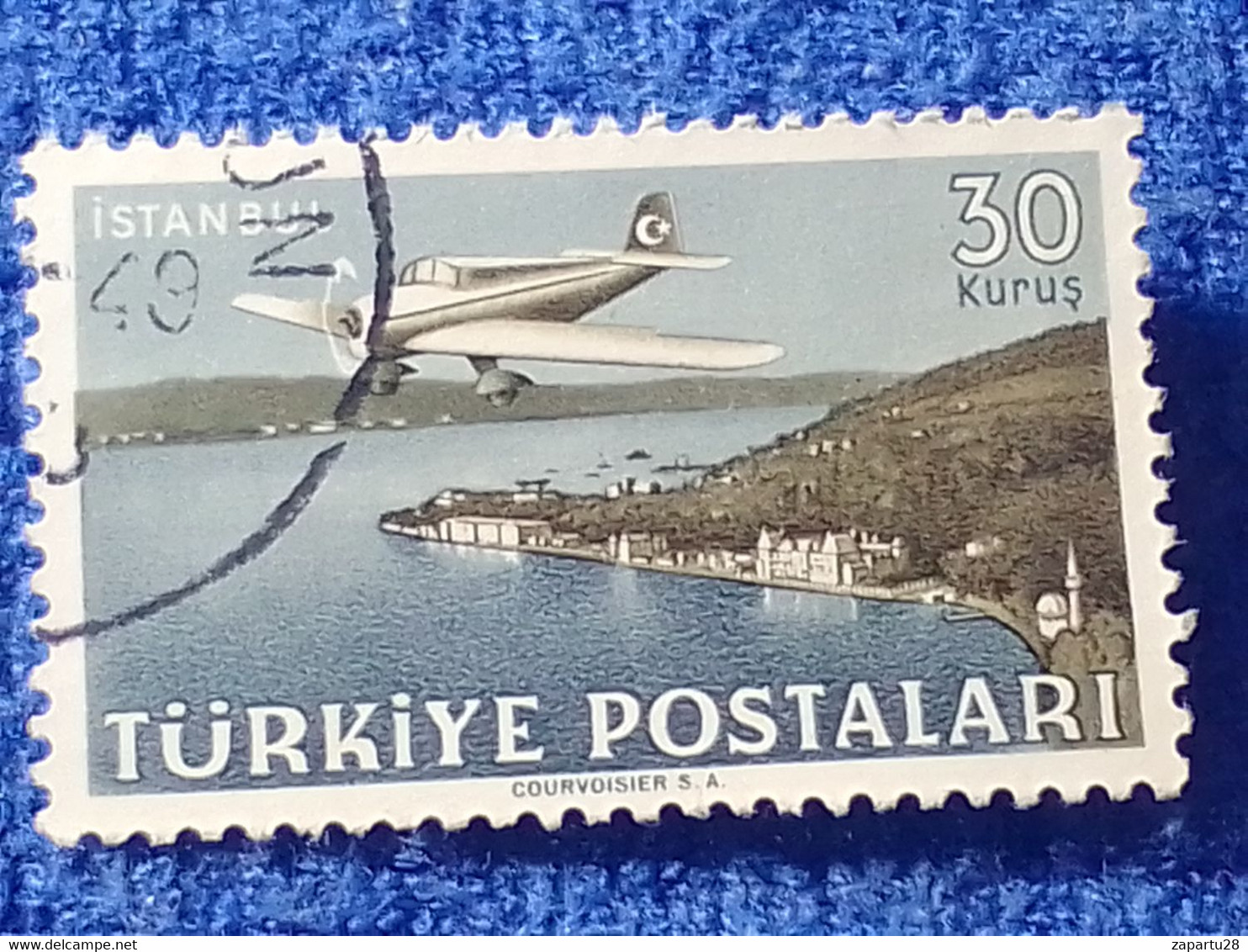 TÜRKİYE- 1940-50-    30K.    UÇAK PULLARI   DAMGALI - 1934-39 Sandjak D'Alexandrette & Hatay