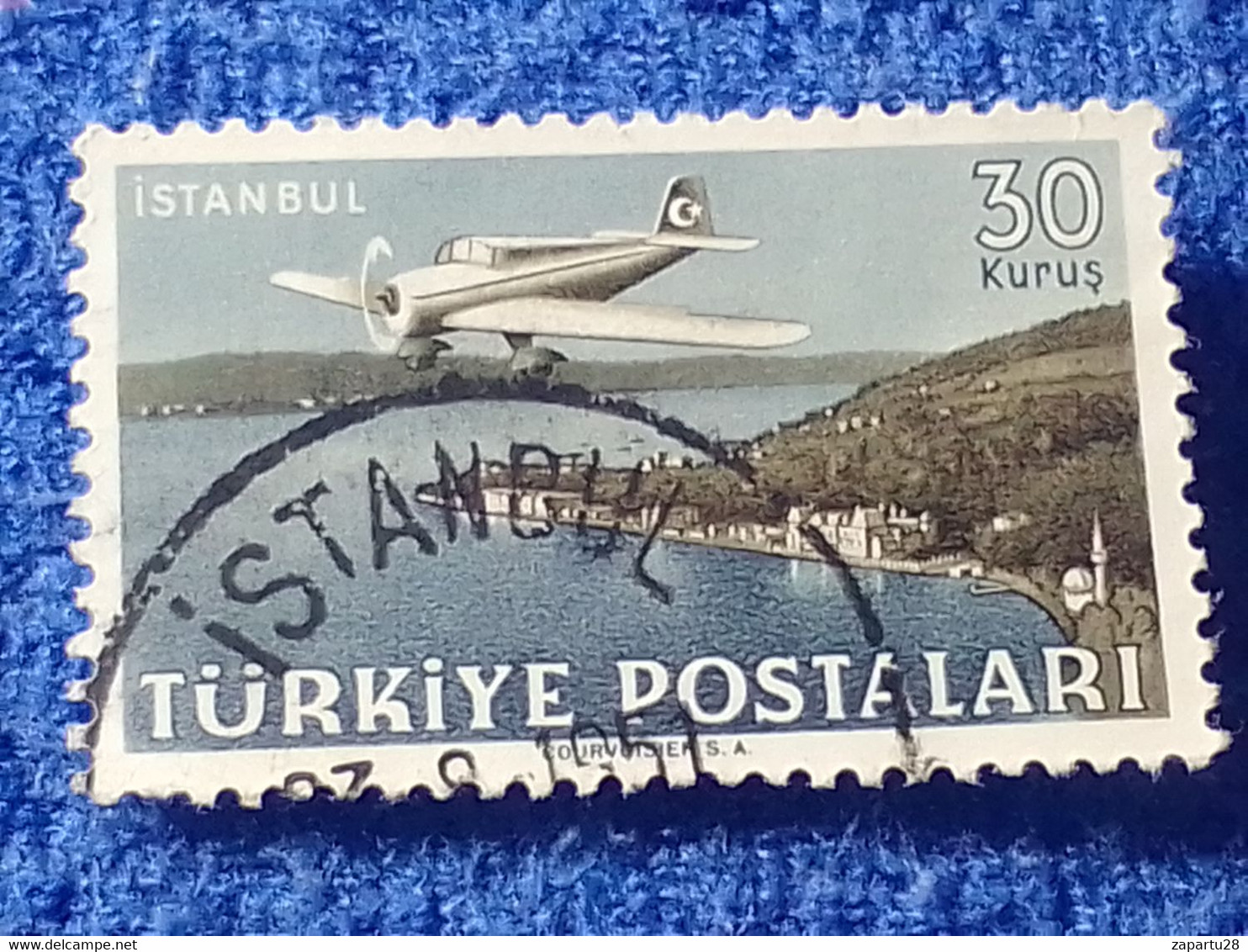 TÜRKİYE- 1940-50-    30K.    UÇAK PULLARI   DAMGALI - 1934-39 Sandjak D'Alexandrette & Hatay