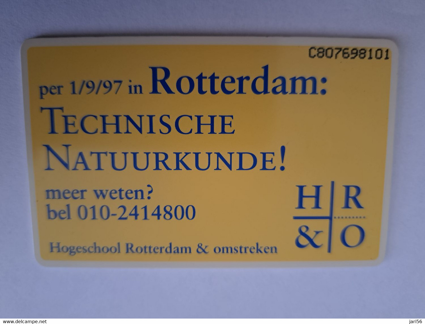 NETHERLANDS  ADVERTISING CHIPCARD  CRD 399 ROTTERDAM NATUURKUNDE        MINT    ** 12045** - Privat