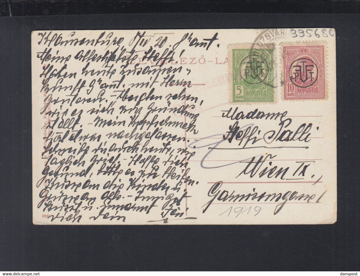 Rumänien Romania AK Cluj Aufdrucke Stempel Koloszvar  Nach Wien - World War 1 Letters