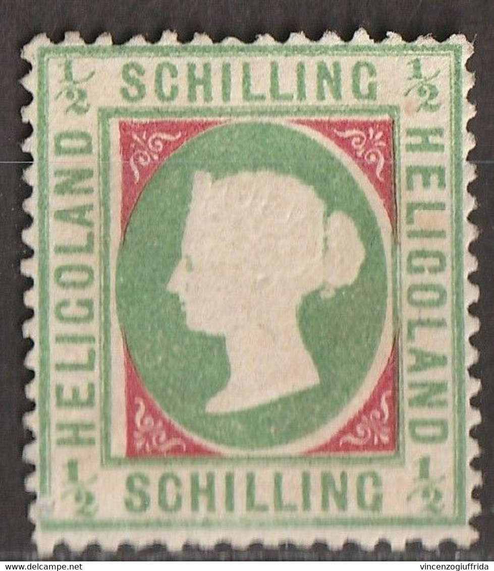 Heligoland 1869/73 Queen Victoria In Rilievo Val.in Scellini 1/2 S. -verde Azzurro E Rosso  N. 6 Unificato ** MNH - Héligoland