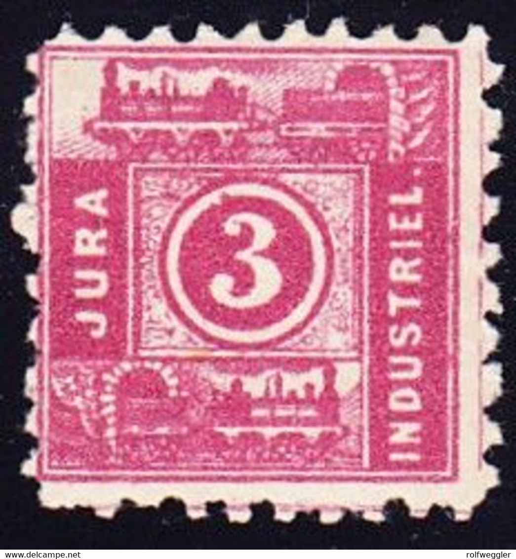 1867 Jura Industriel-Bahn, 3 Teilstrecken Rot, Nr. 122. Buchdruck Eisenbahnmarken. Postfrisch, Originalgummi - Ferrovie