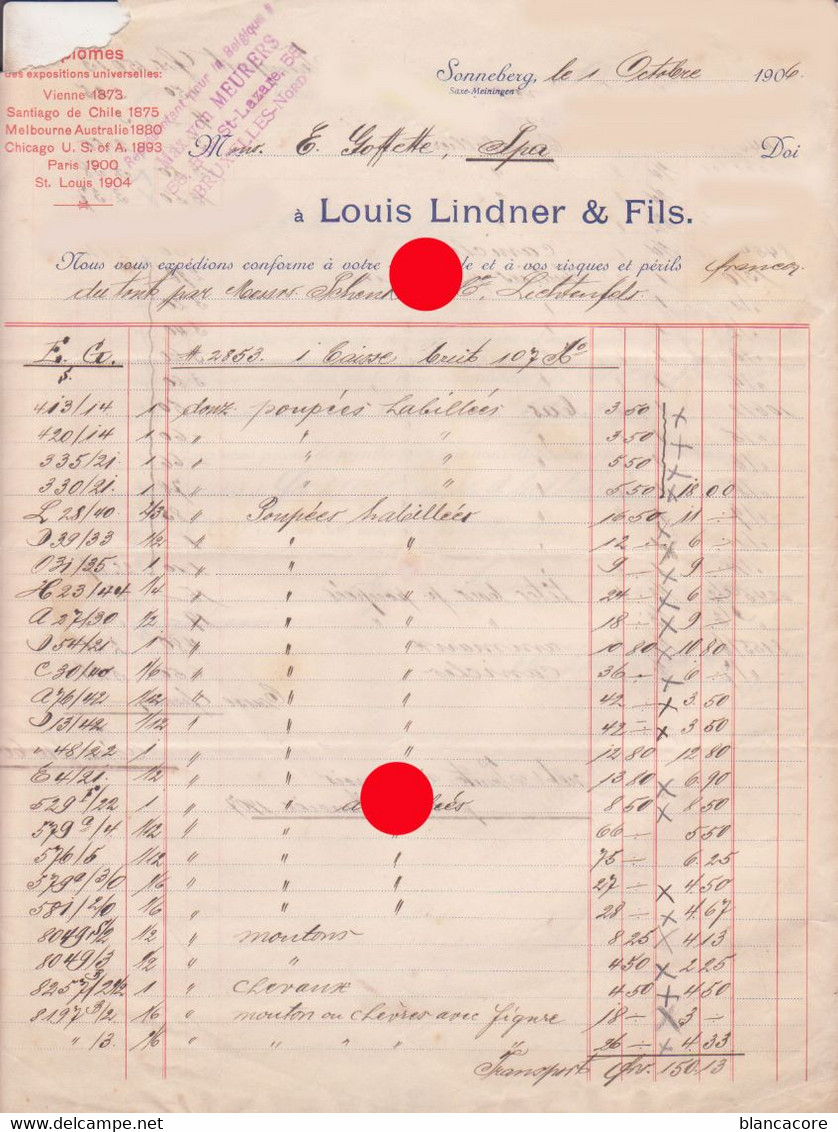 Sonneberg Saxe Meiningen 1906 Louis Lindner  Jouets Jeux Poupées - Andere & Zonder Classificatie