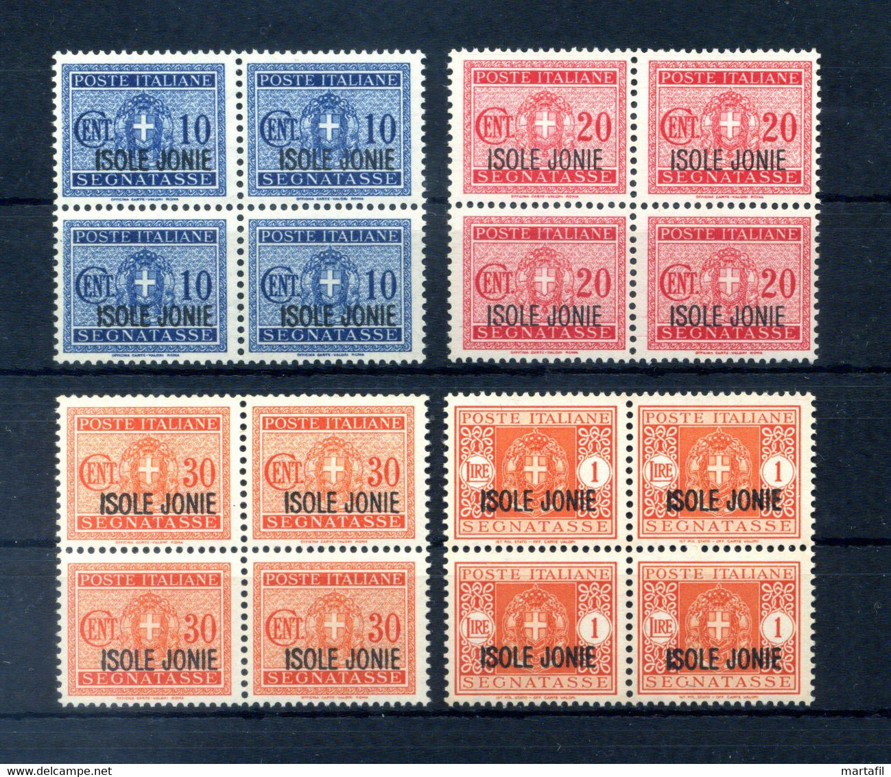 1941 ISOLE JONIE Segnatasse 1/4 Serie Completa MNH ** Quartine - Ionian Islands