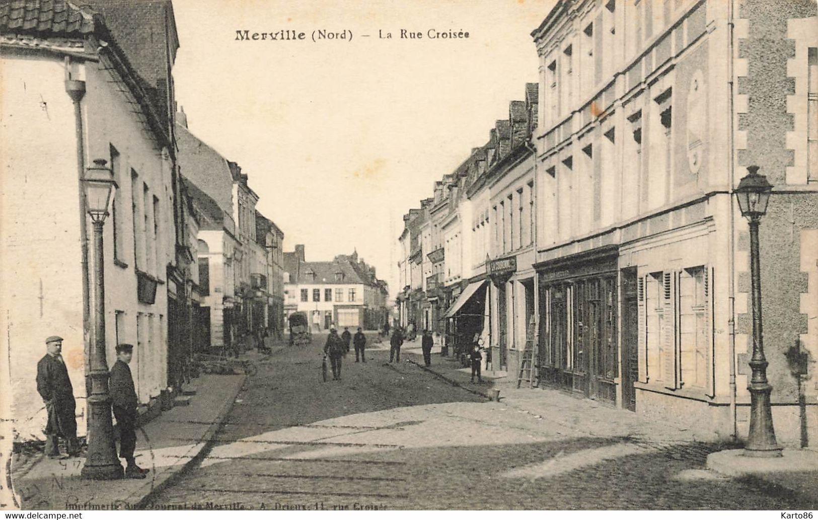 Merville * La Rue Croisée * Villageois - Merville