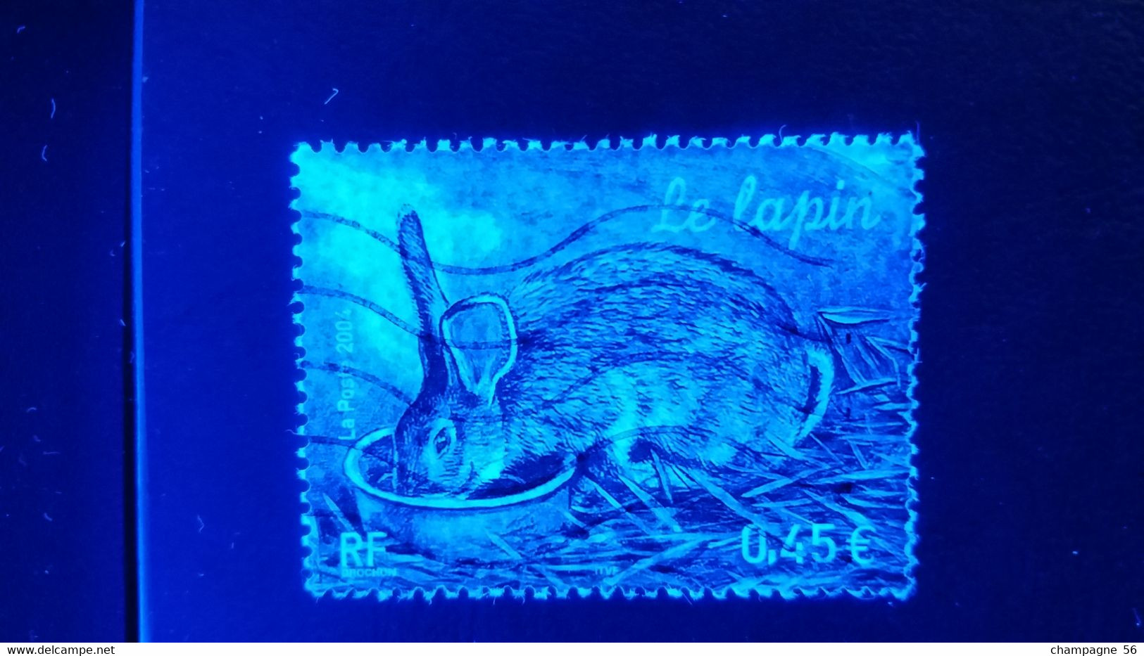 FRANCE 2004  N° 3662 OBLITERE LAPIN POINT BLANC INTERIEUX L   LAMPE U V - Used Stamps