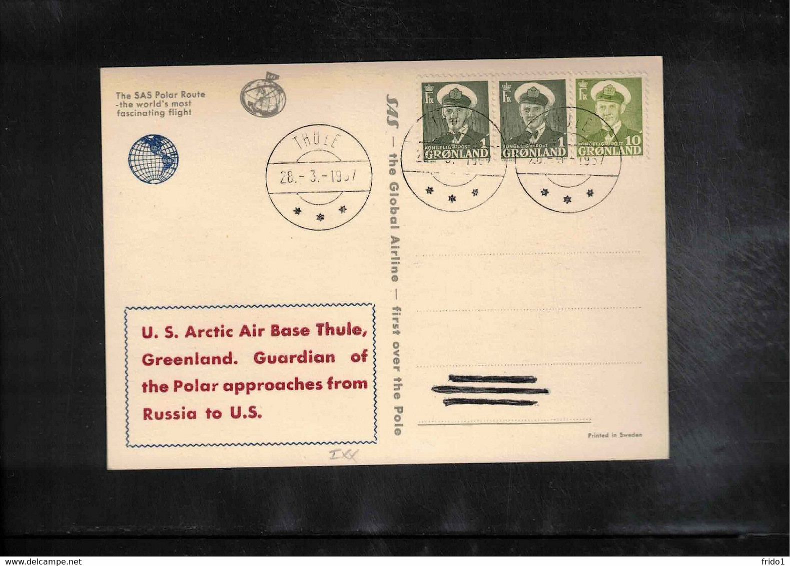 Grenland / Groenland 1957 US Arctic Air Base Thule Interesting Postcard - Briefe U. Dokumente