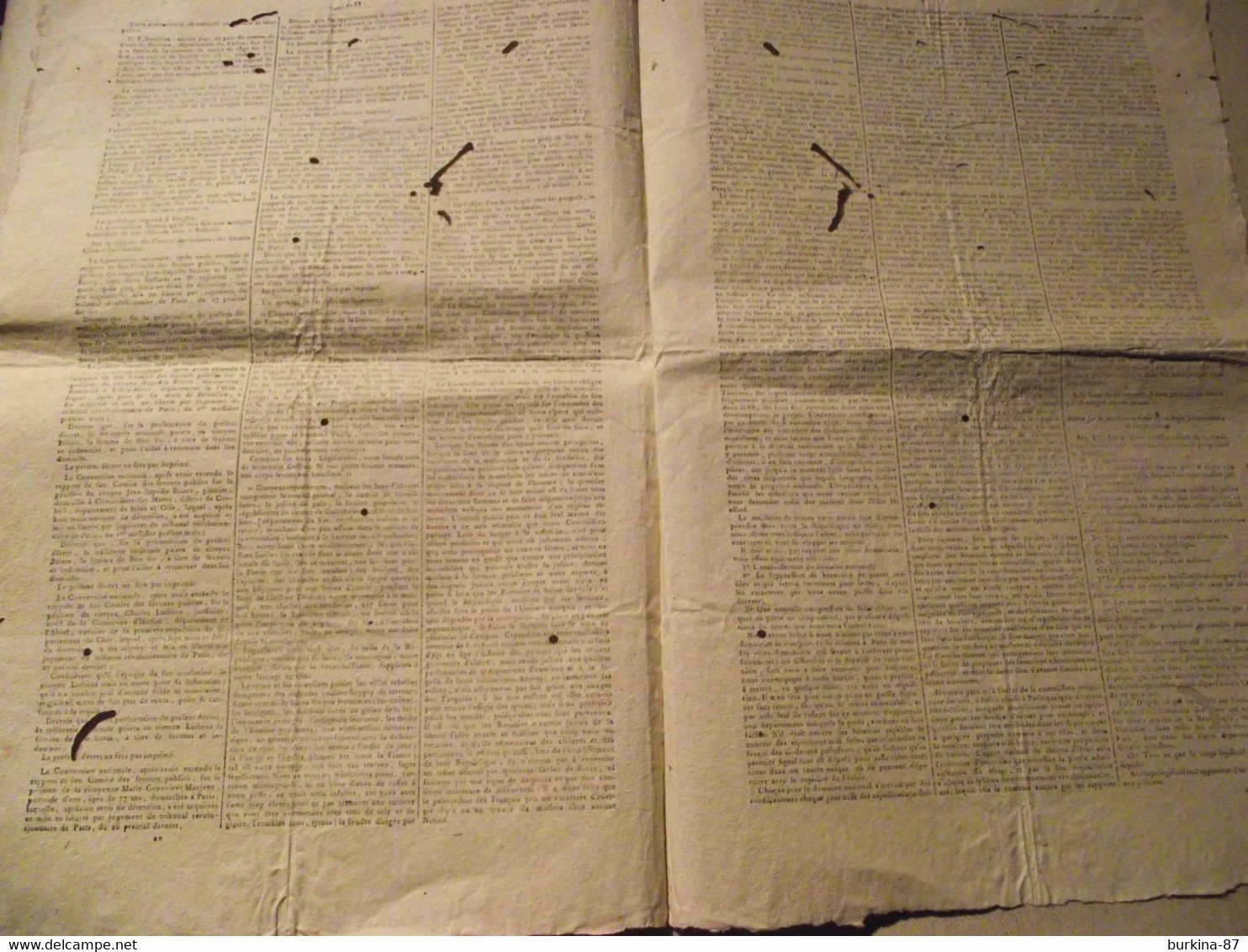 Gazette Nationale ou Le Moniteur Universel, 27 JUIN 1794, convention nationale, journal officiel, 9 messidor an 2