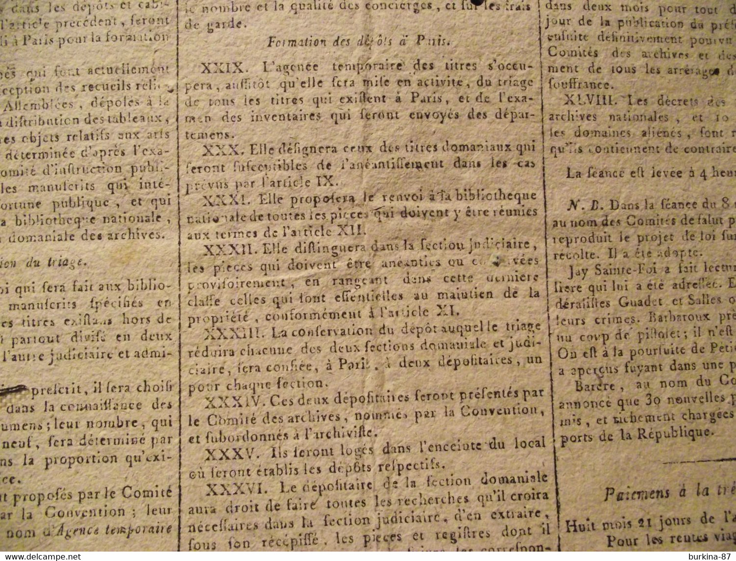 Gazette Nationale ou Le Moniteur Universel, 27 JUIN 1794, convention nationale, journal officiel, 9 messidor an 2