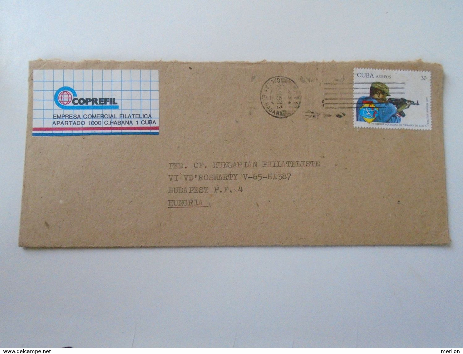 ZA170a.12  CUBA Cover  Coprefil  La Habana  Ca 1970-90  Stamp Shooting Gun - Brieven En Documenten