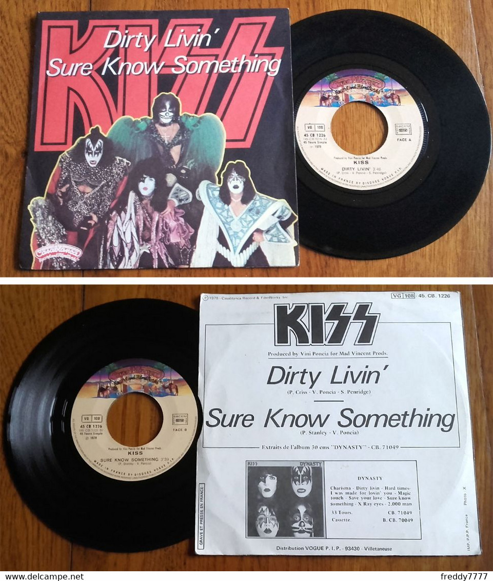 RARE French SP 45t RPM (7") KISS «Dirty Livin'» (1979) - Hard Rock En Metal