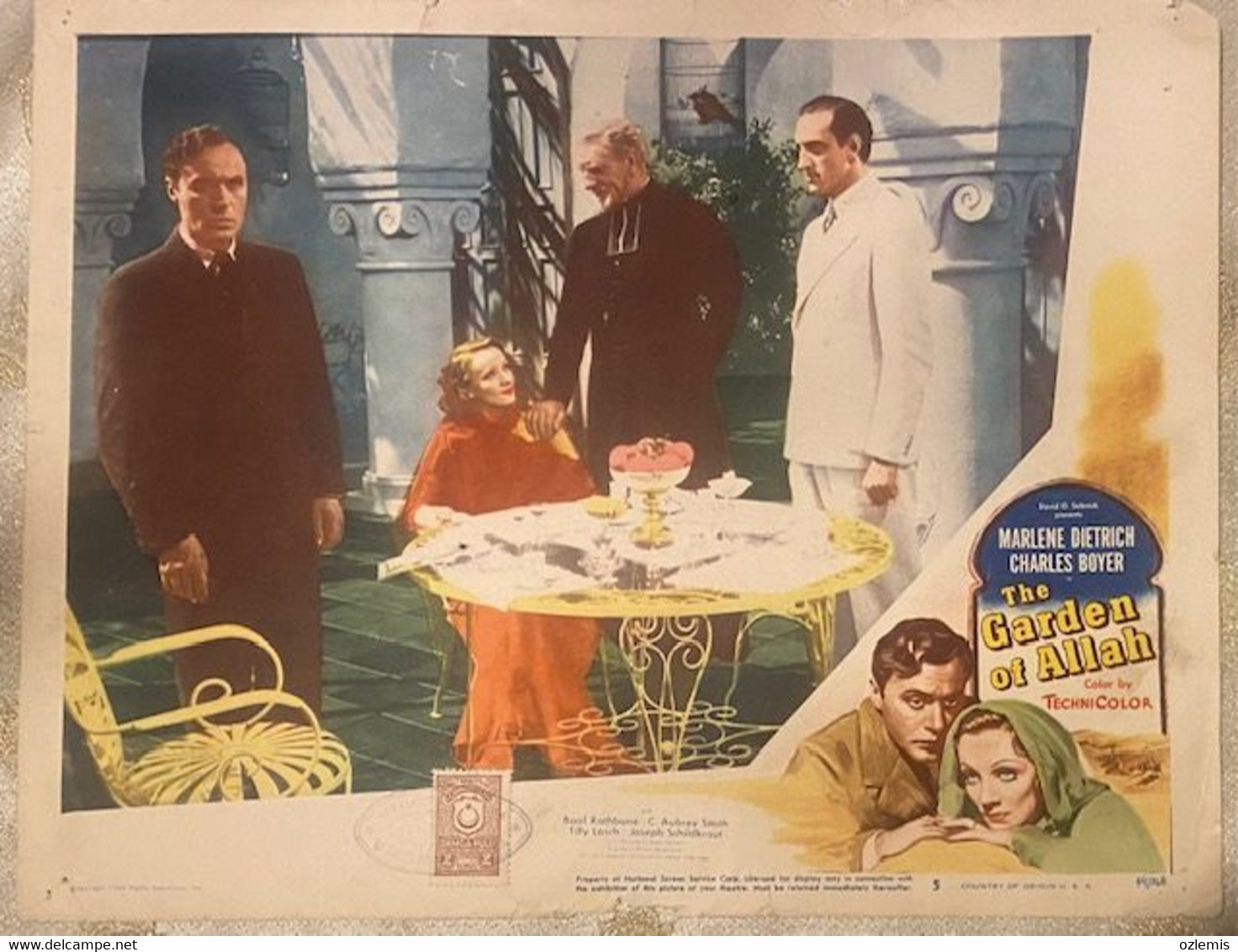 MARLENE DIETRICH ,CHARLES BOYER ,THE GARDEN OF ALLAH  ,LOBBY CARD - Autografi