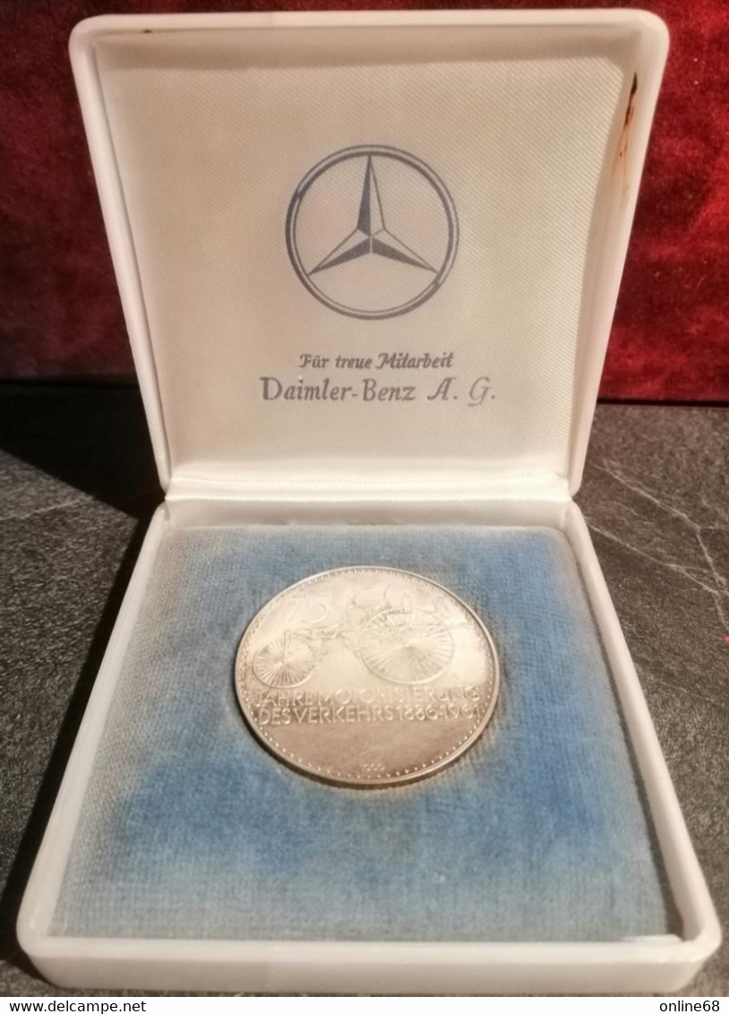 GERMANY DAIMLER BENZ 75 JAHRE MOTORISIERUNG DES VERKEHRS 1886-1961 Argent 1000‰ Silver - Professionals/Firms