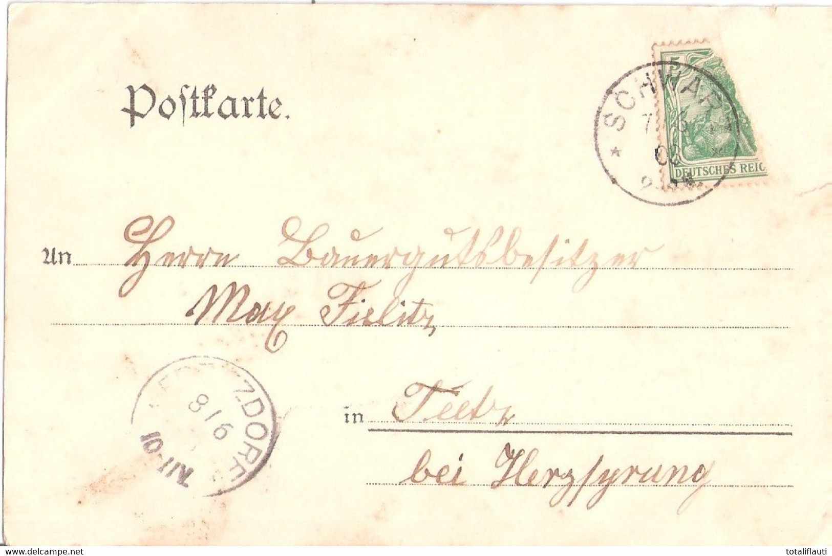 Gruß Aus DIEMITZ Mirow Mecklenburg Dorfstraße Belebt Totalansicht 7.6.1908 Nachverwendet Ungeteilte Rückseite Also 1905 - Roebel