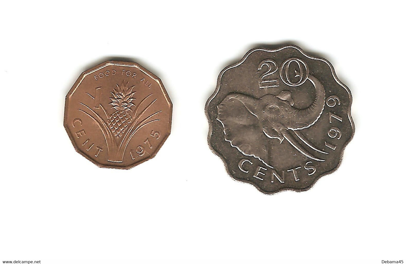 384/ Swaziland : 1 Cent 1975 - 20 Cents 1979 - Swasiland