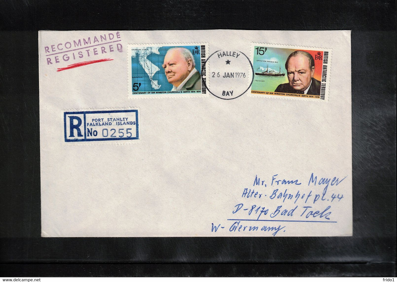 British Antarctic Territory 1976 Halley Bay Interesting Registered Letter - Covers & Documents