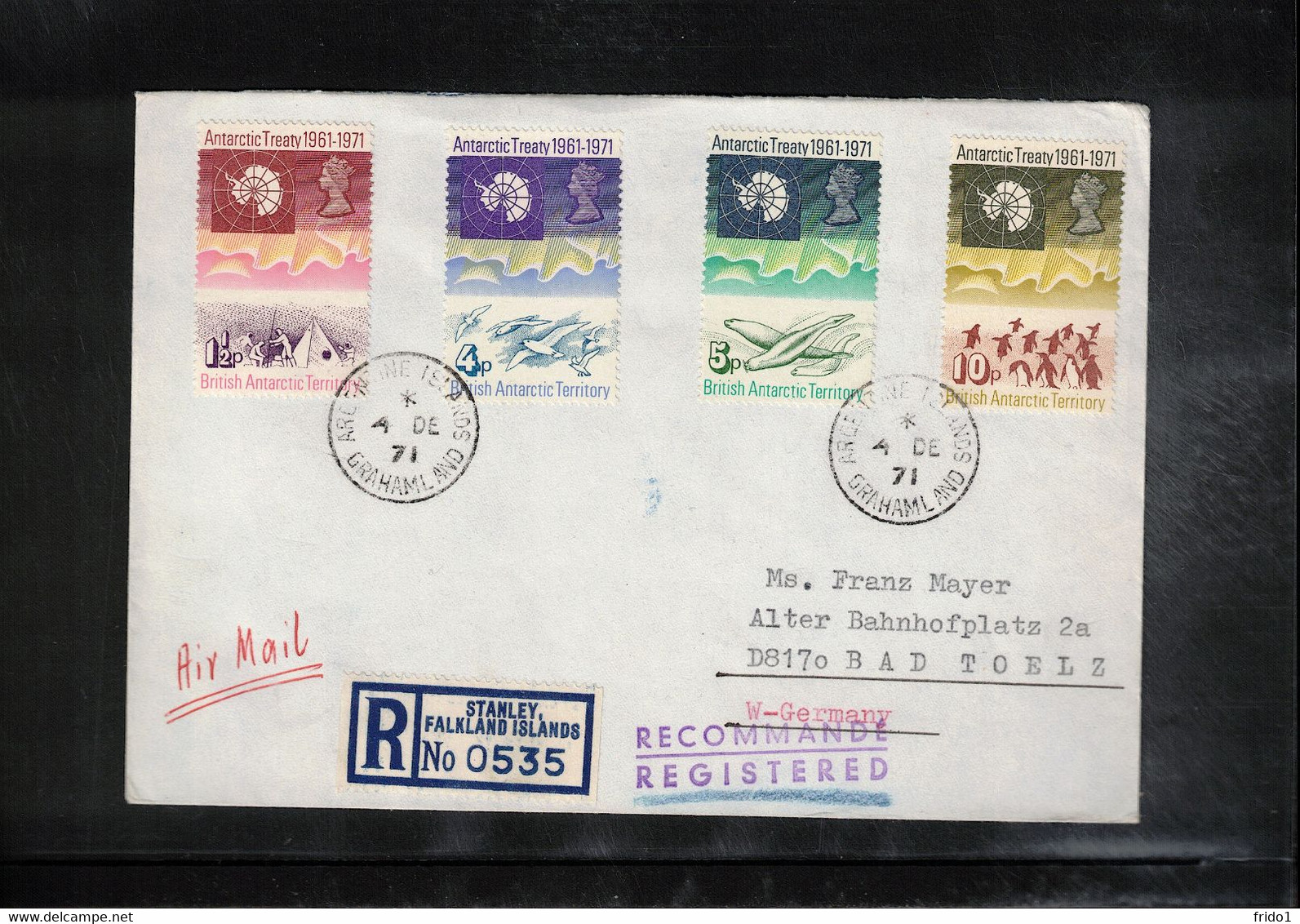 British Antarctic Territory 1971 Antarctic Treaty Interesting Registered Letter - Storia Postale