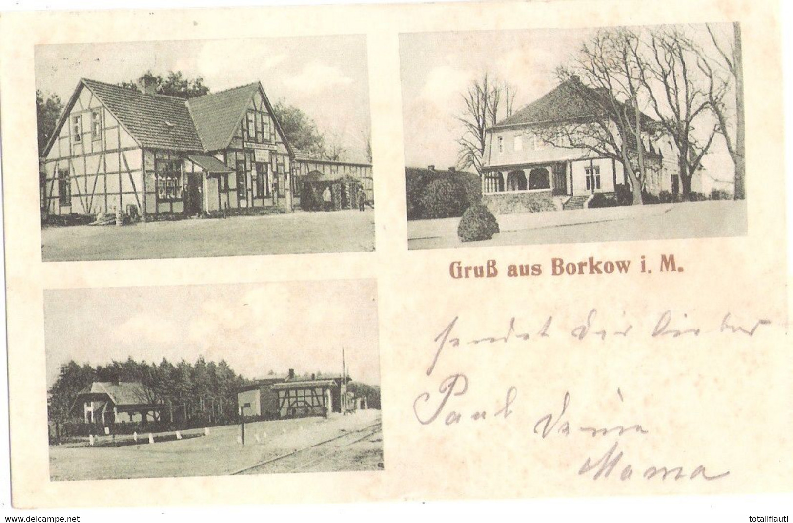 Gruß A Borkow Mecklenburg B Sternberg Herrenhaus Bahnhof Agentur Wismar Gelaufen Mit Bahnpoststempel Marke Abgefallen - Sternberg