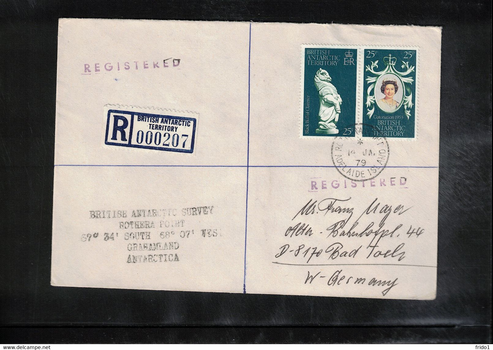 British Antarctic Territory 1979 Interesting Registered Letter - Lettres & Documents
