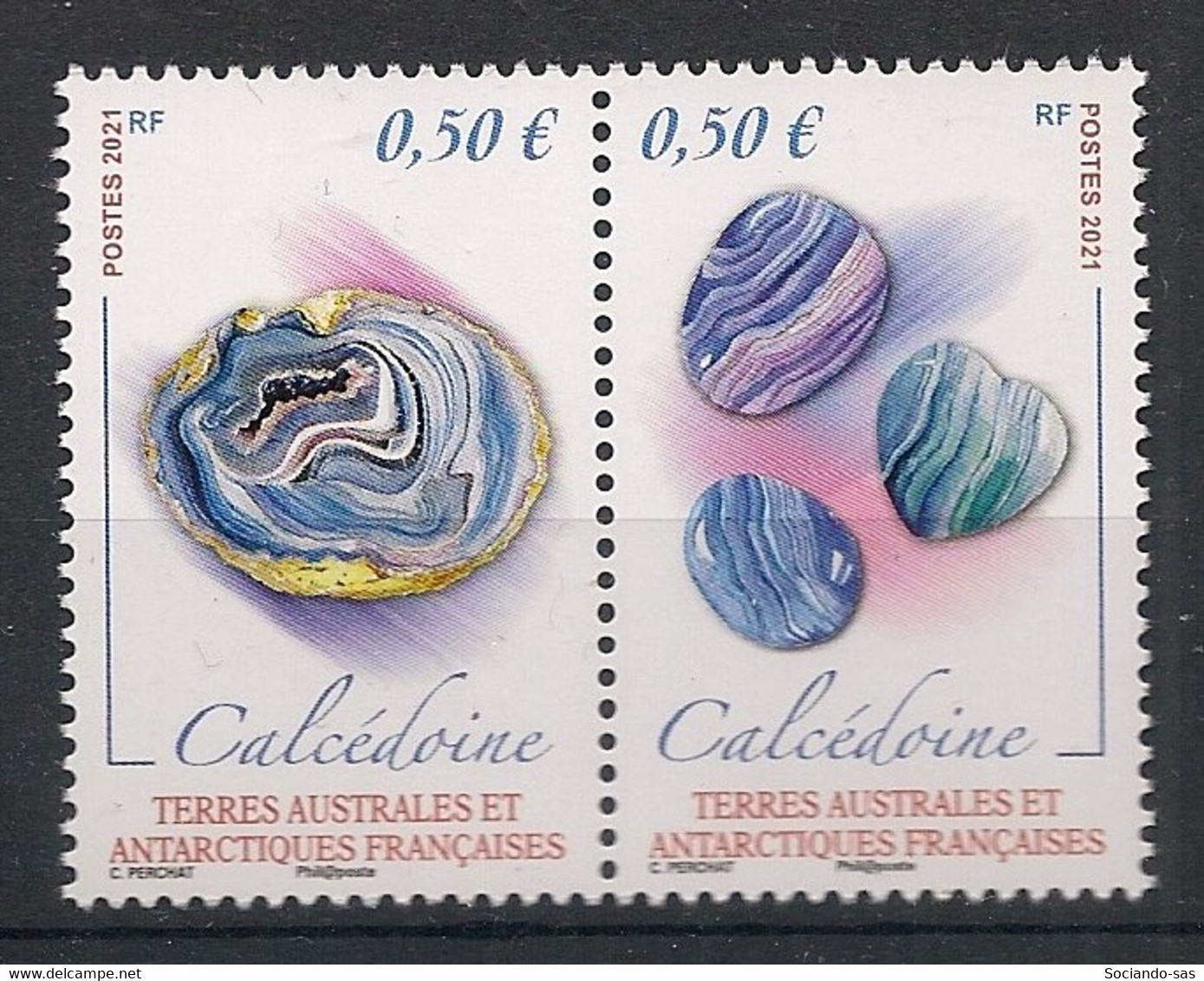 TAAF - 2021 - N°Yv. 973 à 974 - Calcédoine - Neuf Luxe ** / MNH / Postfrisch - Minéraux