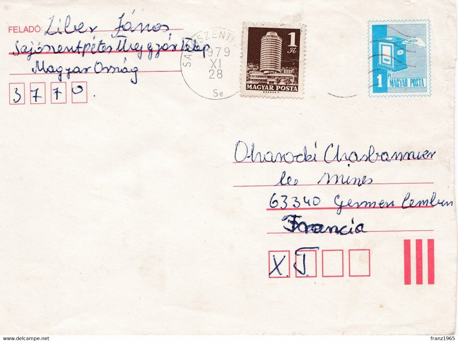 From Hungary To France, 1979 - Storia Postale