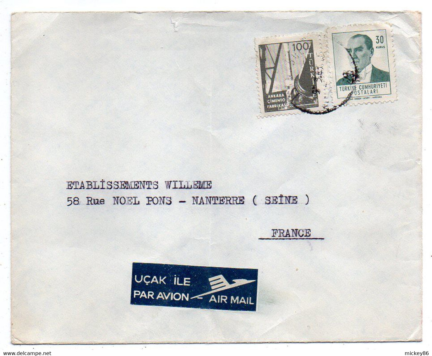 TURQUIE-1963-- Lettre  ISTANBUL  Pour  NANTERRE-92 (France).....timbres Sur Lettre.... Cachet -- - Cartas & Documentos