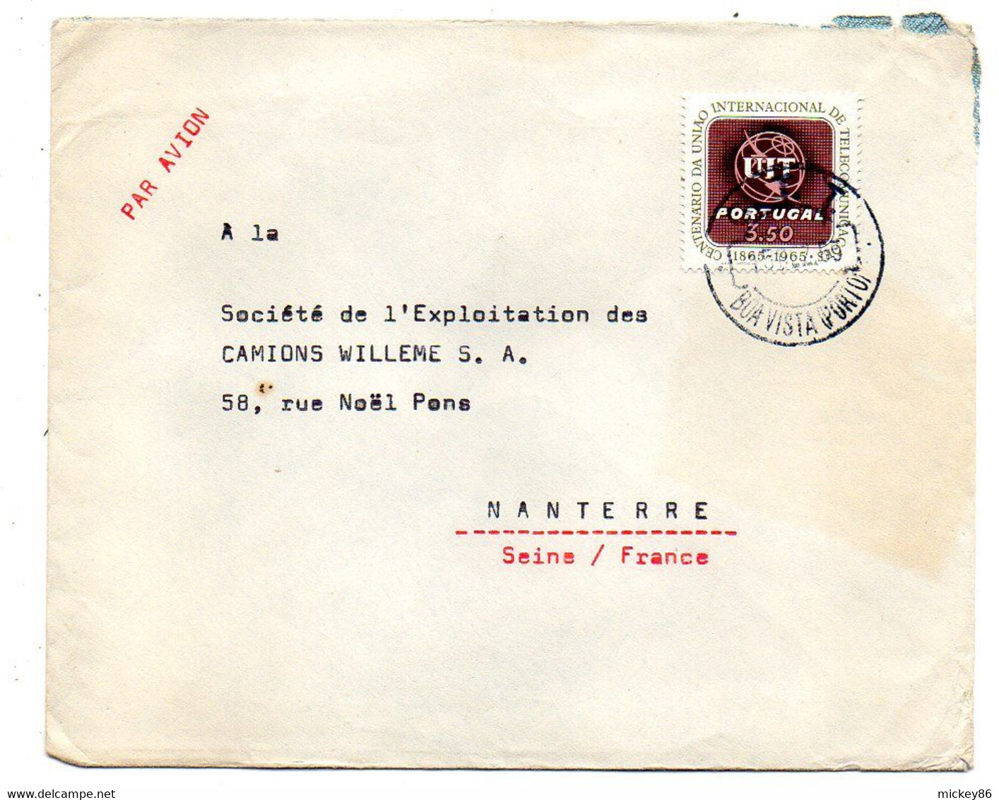 PORTUGAL-1965-Lettre BOAVISTA  Pour NANTERRE-92 (France)..timbre Seul Sur Lettre.... Cachet -- - Covers & Documents