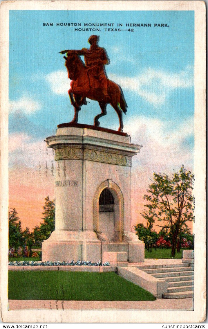 Texas Houston Hermann Park Sam Houston Monument 1939 - Houston