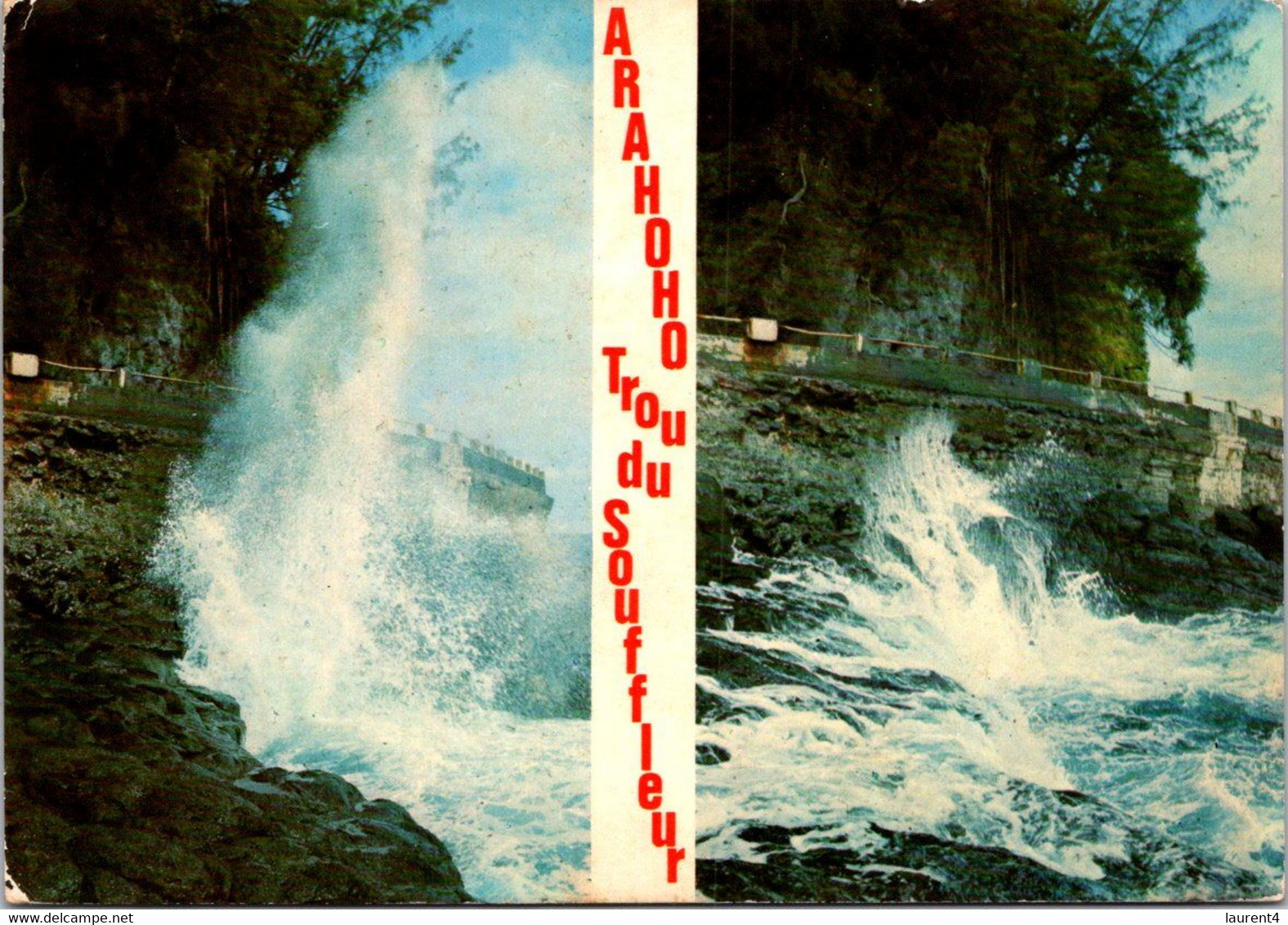 (4 N 36) French Polynesia (poster To Australia 1980 From Italy ?) Tahiti Le Trou Du Souffleur - Polynésie Française
