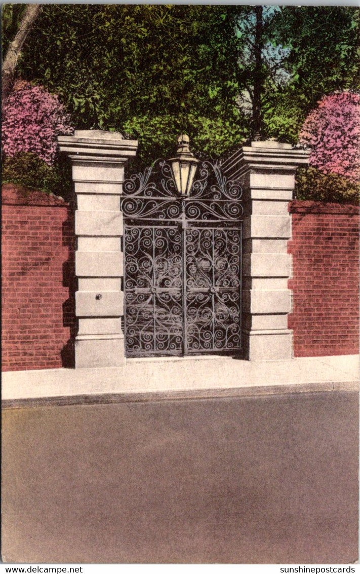 South Carolina Charleston The Simonton Gateway On Legare Street Handcolored Albertype - Charleston