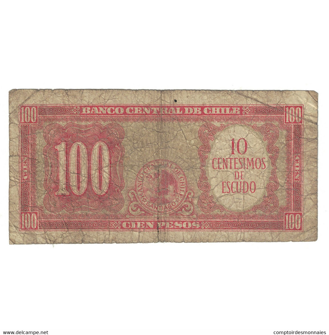 Billet, Chili, 10 Centesimos On 100 Pesos, KM:127a, TB - Chile