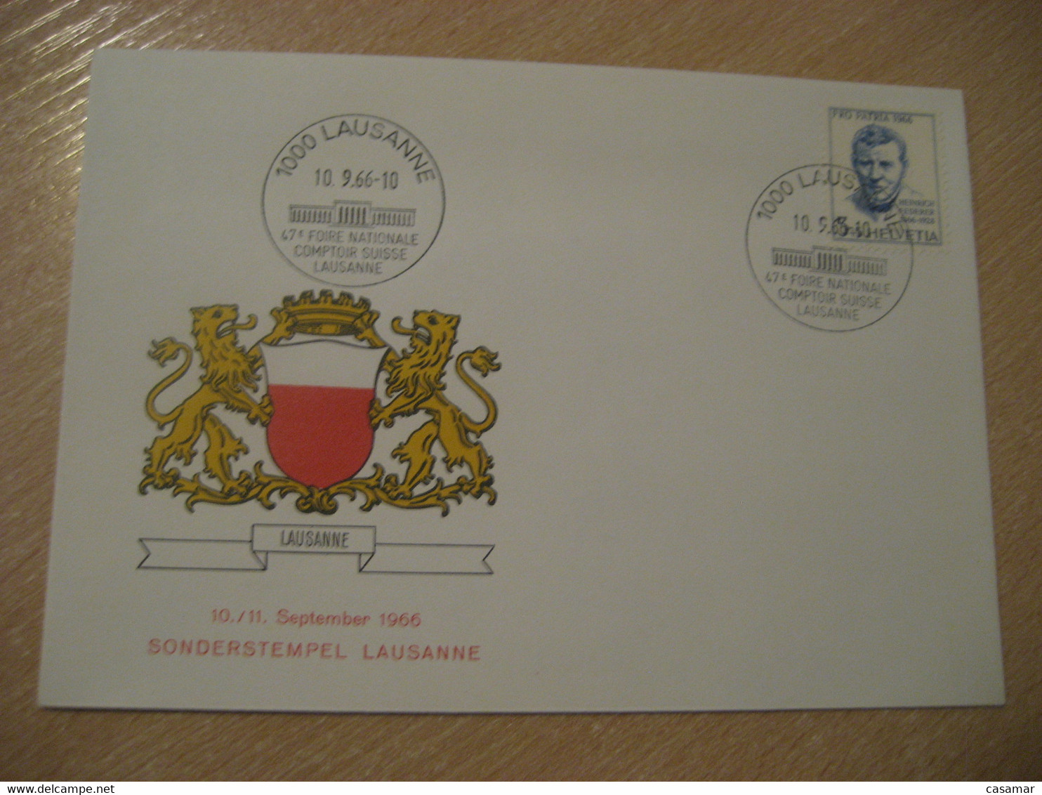 LAUSANNE 1966 Comptoir Suisse Fair Cancel Cover Heinrich Federer Writer Literature Religion SWITZERLAND - Ecrivains