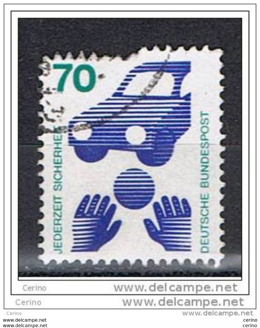 GERMANIA  FEDERALE:  1971  PREVENZIONE  -  70 P. VERDE, BLU  E  OLTREM.  US. -  SALTO  DI  DENTELLATURA  -  YV/TELL. 576 - Abarten Und Kuriositäten