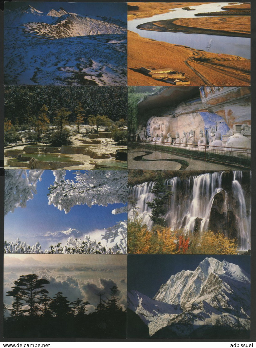 CHINA CHINE Set Of 10 AIR MAIL Postal Stationery 8 Unused/2 Used. Landscapes Of Sichuan Very Fine With Cardboard Sleeve. - Postales