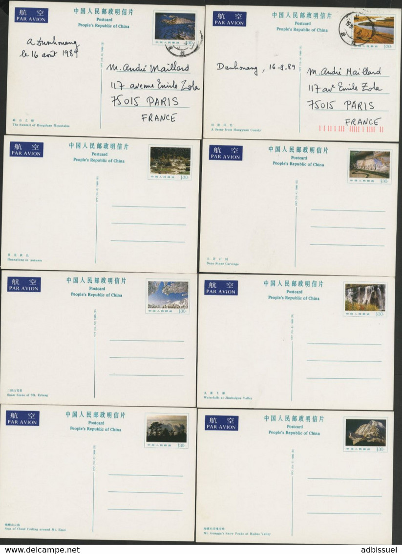 CHINA CHINE Set Of 10 AIR MAIL Postal Stationery 8 Unused/2 Used. Landscapes Of Sichuan Very Fine With Cardboard Sleeve. - Ansichtskarten