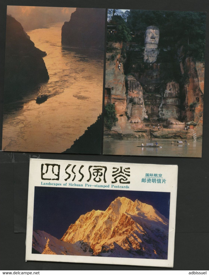 CHINA CHINE Set Of 10 AIR MAIL Postal Stationery 8 Unused/2 Used. Landscapes Of Sichuan Very Fine With Cardboard Sleeve. - Ansichtskarten