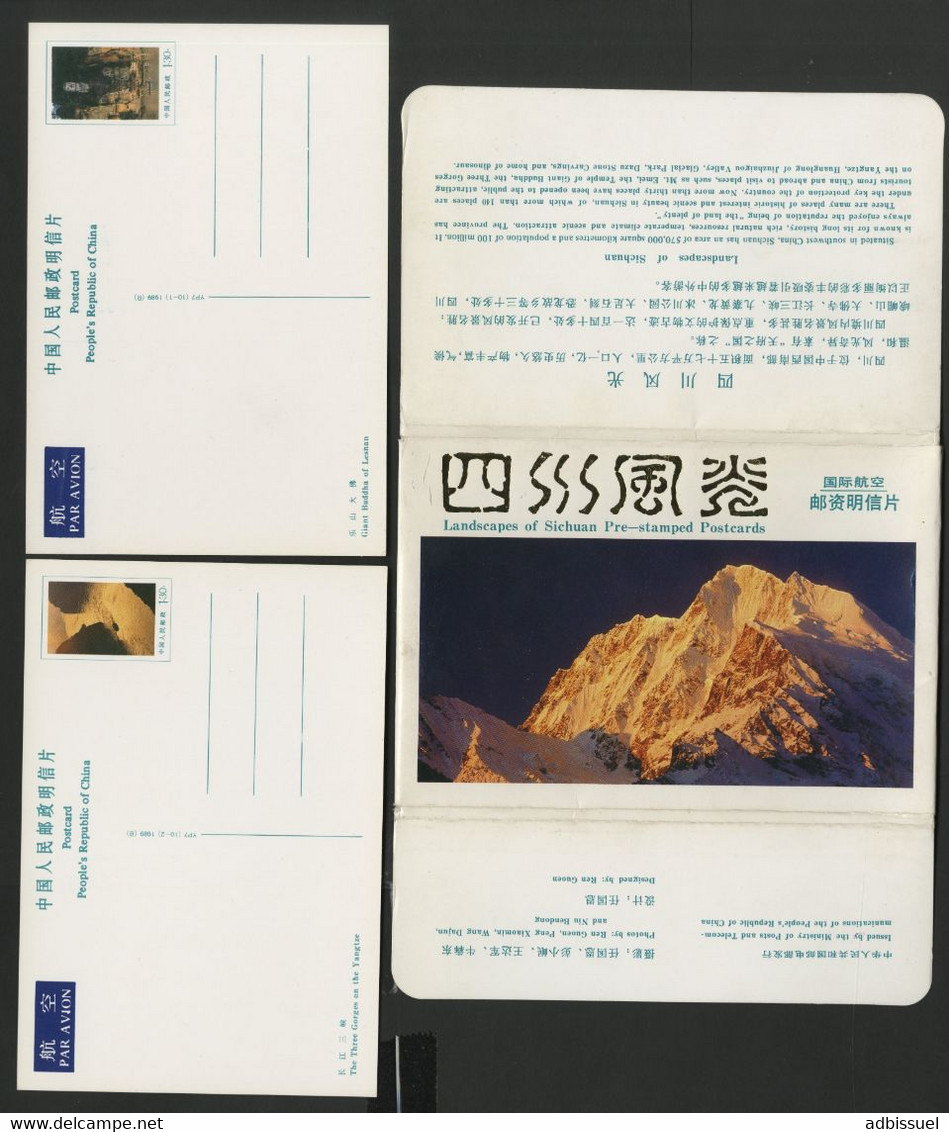 CHINA CHINE Set Of 10 AIR MAIL Postal Stationery 8 Unused/2 Used. Landscapes Of Sichuan Very Fine With Cardboard Sleeve. - Postales